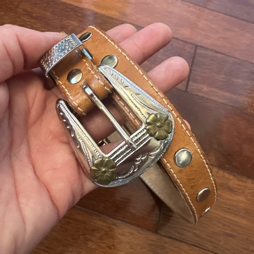 Vintage Two Blondes Belt M/L Skinny Studded Statement Boho Retro 80s 90s Cowgirl